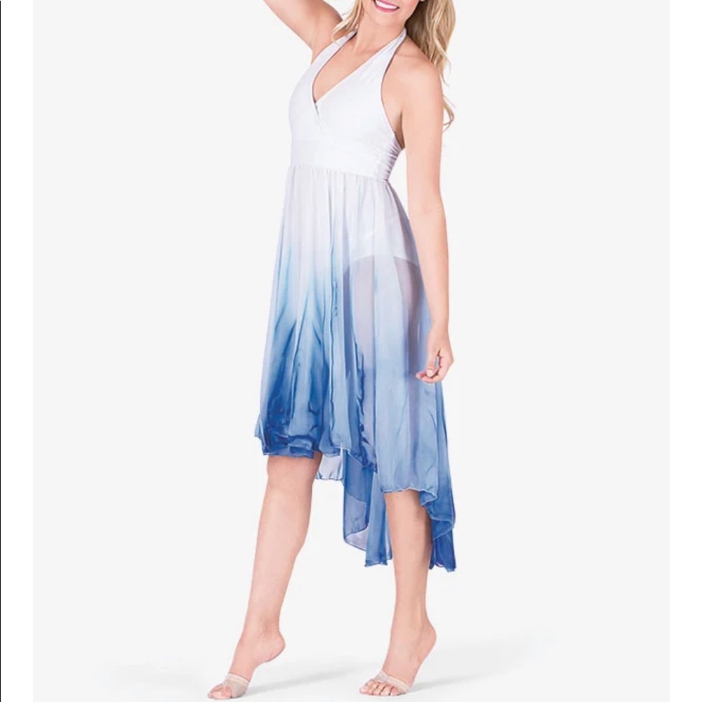 Watercolor Adult Hand Painted Hi-Lo Halter Dress